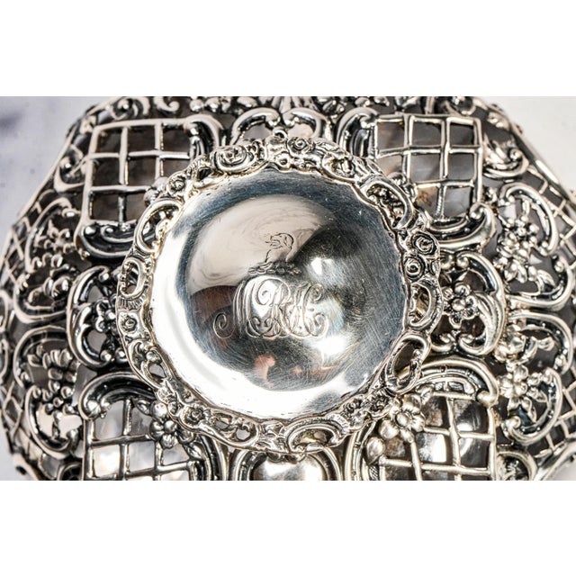 Elegant Large Edwardian English Sterling Silver Crystal Paperweight Desk Inkwell For Sale - Image 4 of 13