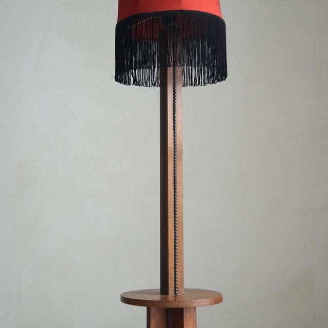 1920s Dutch Amsterdamse School Art Deco Floor Lamp in Oak and Macassar Ebony, 1920s For Sale - Image 5 of 13