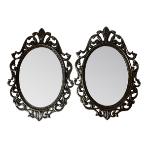 Vintage Regency Style Ornate Marble Wall Mirror Set of 2