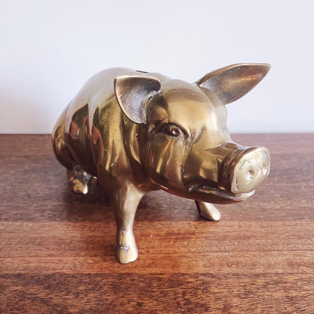 Asian Antique Vintage Korean Brass Piggy Bank For Sale - Image 3 of 6
