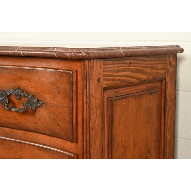 Ralph Lauren French Provincial Louis XV Carved Walnut Marble Top Commode or Chest of Drawers For Sale - Image 11 of 16