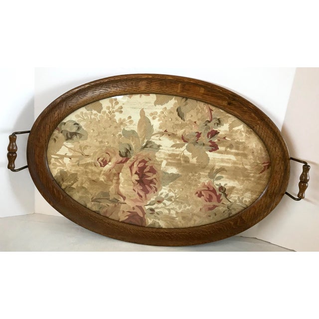 Vintage Wood and Glass Serving Tray With Brass Handles Chairish