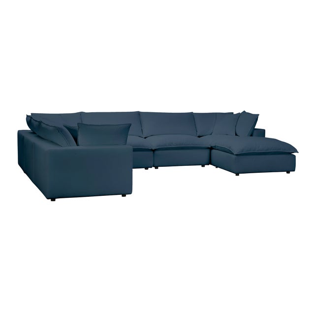 Boho Chic Cali Navy 7-Piece Performance Fabric Modular Large Chaise Sectional For Sale - Image 3 of 6