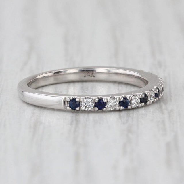 Silver Vera Wang Love 0.29ctw Sapphire Diamond Band 14k Gold Stackable Wedding Ring, Size 6.5 For Sale - Image 8 of 9