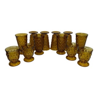 1960s Mid Century Modern Indiana Glass Co. Colony Whitehall Line “Cubist” Set of 12 For Sale