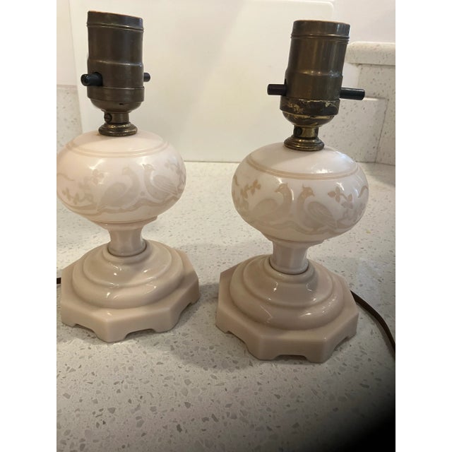 1900 - 1909 Pair of Jefferson Opalescent Glass Lamps From Early 1900s For Sale - Image 5 of 12