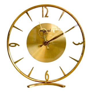 Vintage Art Deco 8-Day Glass and Brass Mantel Clock from Bayard, France, 1930s For Sale