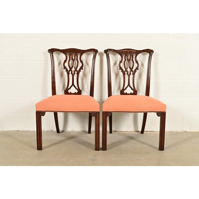 Baker Furniture Georgian Carved Mahogany Side Chairs or Dining Chairs, Pair For Sale - Image 13 of 13
