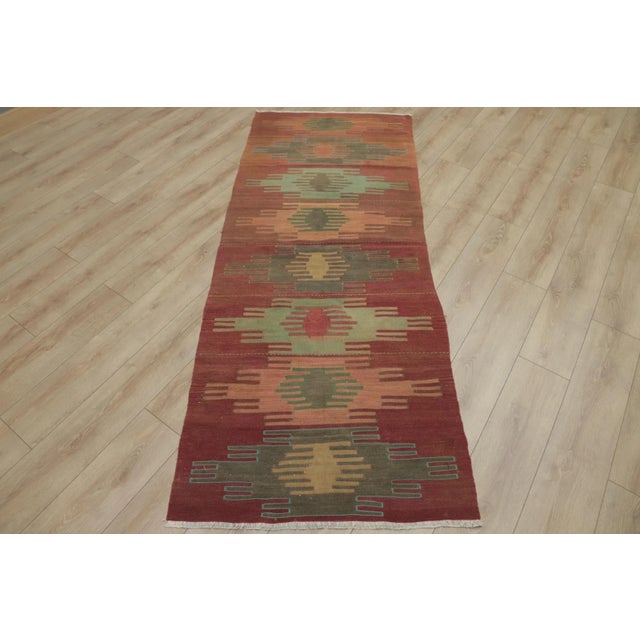 1950s Turkish Geometric Hand Knotted Very Old Kilim Rug For Sale - Image 13 of 13