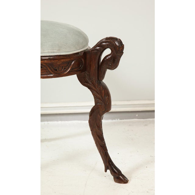 1920s Antique Hand Carved Mahogany Swan Bench For Sale - Image 5 of 9