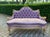1980 French Louis XVI Gilt Purple Damask Settee 1Pc For Sale - Image 10 of 15