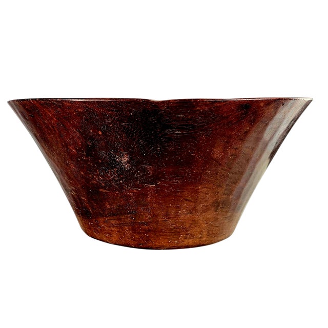 Large Primitive Bowl Hand Hewn Teak Centerpiece Wood Bowl 17" For Sale - Image 4 of 7