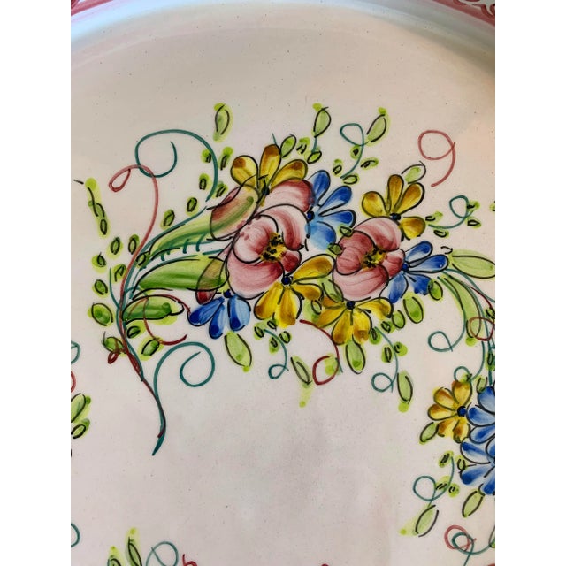 Vintage Hand Painted Ceramic Serving Tray From Portugal For Sale - Image 4 of 12