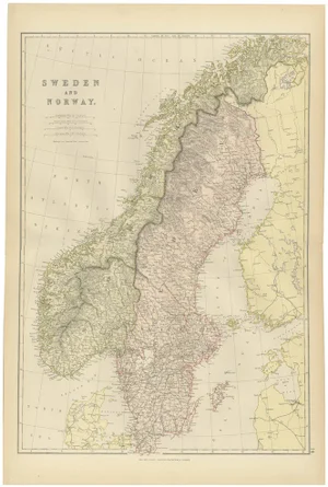 Map of Sweden and Norway, 1882