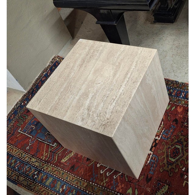 Stone Italian Veined Travertine Coffee Table or Pedestal For Sale - Image 7 of 13