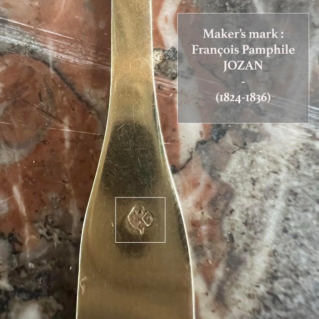 Jam Spoons in Vermeil and Sterling Silver, France, Set of 6 For Sale - Image 10 of 11