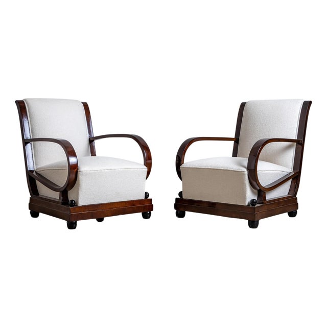Early 20th Century Pair of Art Deco Armchairs, Italy For Sale