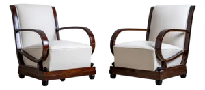 Early 20th Century Pair of Art Deco Armchairs, Italy