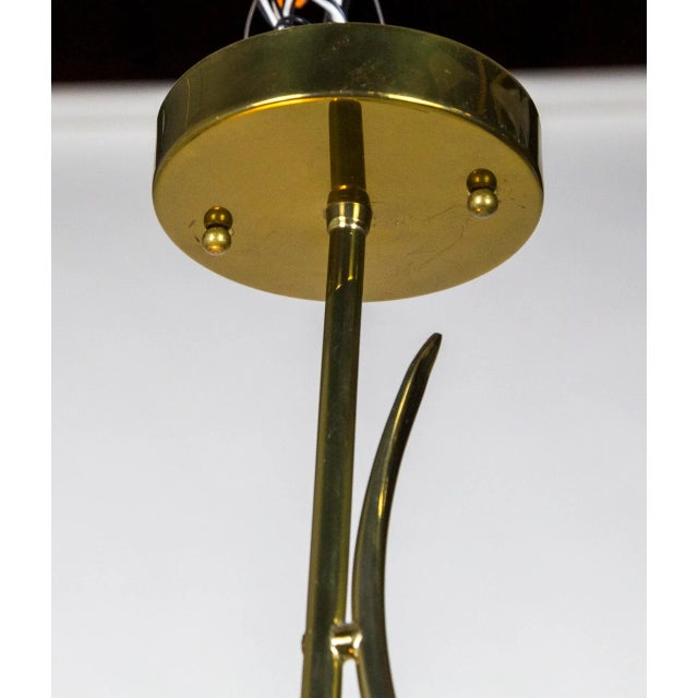 Mint Mid Century 2-Light Pendant With Mint & Red Trumpet Flower Shades & Curved Stem For Sale - Image 8 of 13