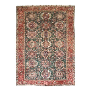 Emerald Green Vintage Persian Heriz rug no. 10949 For Sale