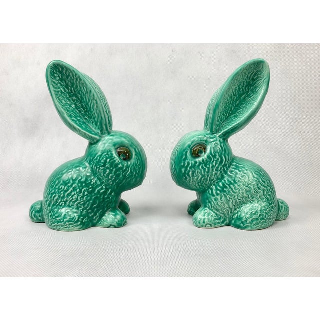 No. 1028 Green Glazed Rabbit from Sylvac, 1950s, Set of 2 For Sale - Image 6 of 14