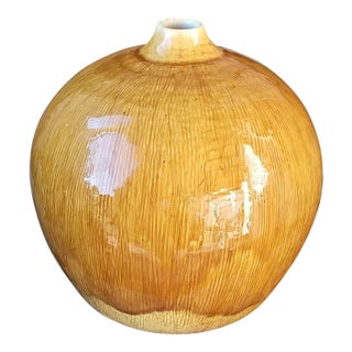 Rare Vintage Circa 1960 McCarty Mississippi Pottery Large Spherical Nutmeg Vase For Sale