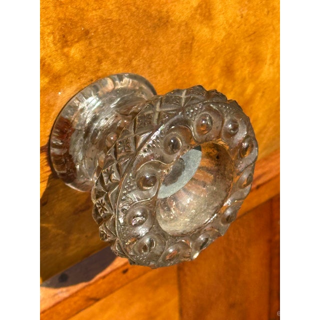Wood Antique Sheraton Cherry & Bird's Eye Maple Cupboard With Exceptional Glass Knobs For Sale - Image 7 of 12