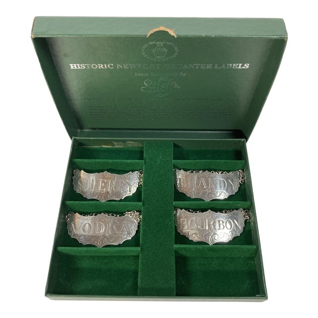 Steiff Pewter Liquor Decanter Tags, Set of 4 Chairish