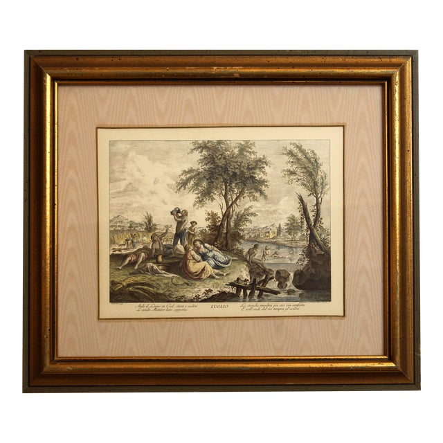 Early 19th Century Engraving "Luglio" From the Months by Giuseppe Zocchi For Sale