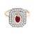 Metal Art Deco Ruby Halo Diamond Ring in 14k Gold Size 5 For Sale - Image 7 of 12
