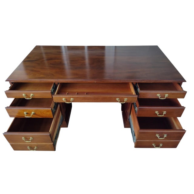Vintage Solid Cherry Double Pedestal Executive Desk by Stickley For Sale - Image 13 of 14