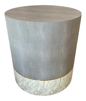 Made Goods Faux Shagreen and White Marbleized Resin Side Table