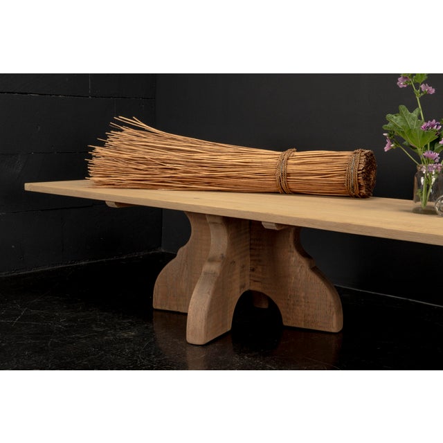 Brutalist Table Handcrafted Soaped Oak Bench, 1960s For Sale - Image 16 of 18