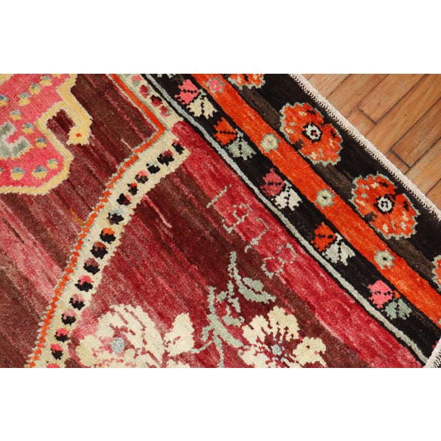 Wild Floral Traditional Turkish Rug Dated 1978 For Sale - Image 4 of 6