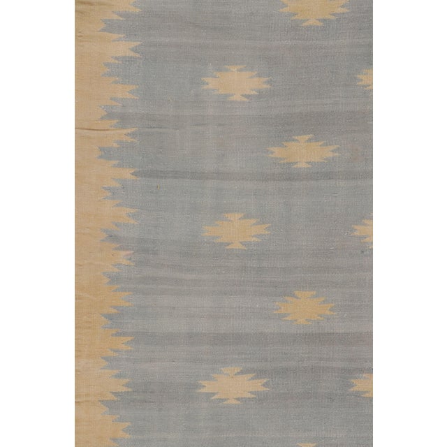 Vintage Dhurrie Rug in Blue With Geometric Pattern in Blue With Beige-Brownfrom Rug & Kilim For Sale In New York - Image 6 of 10