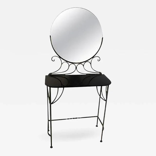 Metal Art Deco Wrought Iron Vanity and Chair by Ferro Brandt For Sale - Image 7 of 7