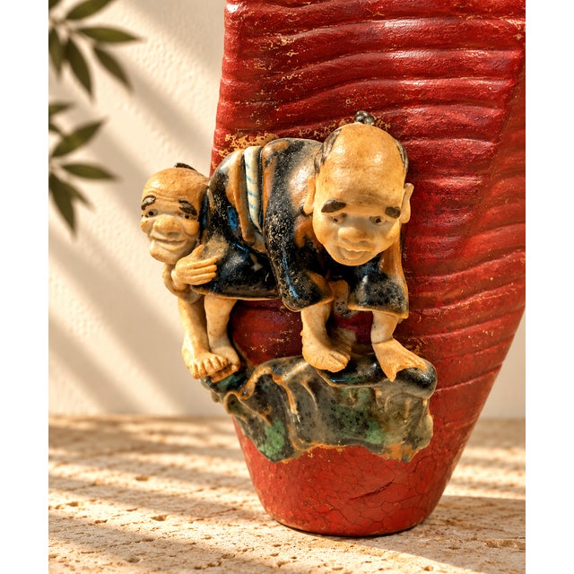 Late 19th Century Meiji Period Ishiguro Koko Signed Sumida Gawa Japanese Figural Vase, C. 1890–1910 For Sale - Image 5 of 11