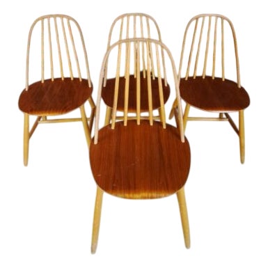 Vintage Wooden Chairs, 1960, Set of 4 For Sale