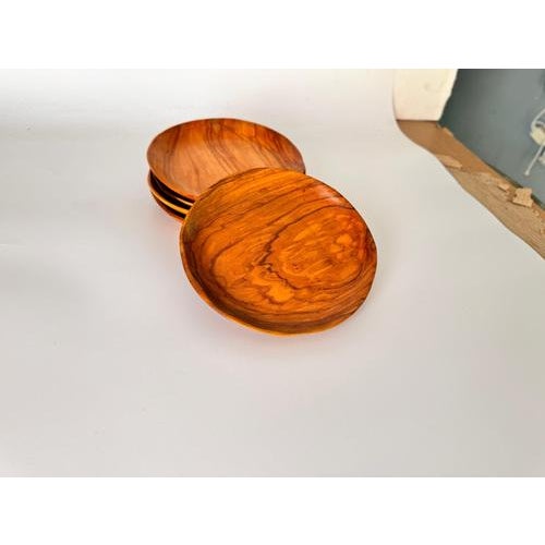 French Wooden Plates, 1960, Set of 5 For Sale - Image 3 of 7