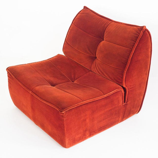 Contemporary Vintage Velvet Lounge Chair from Ligne Roset, France, 1980s For Sale - Image 3 of 13