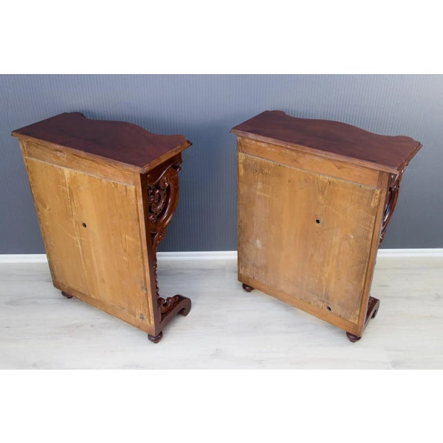 Brown Antique Walnut Wall Console Tables, Set of 2 For Sale - Image 8 of 18