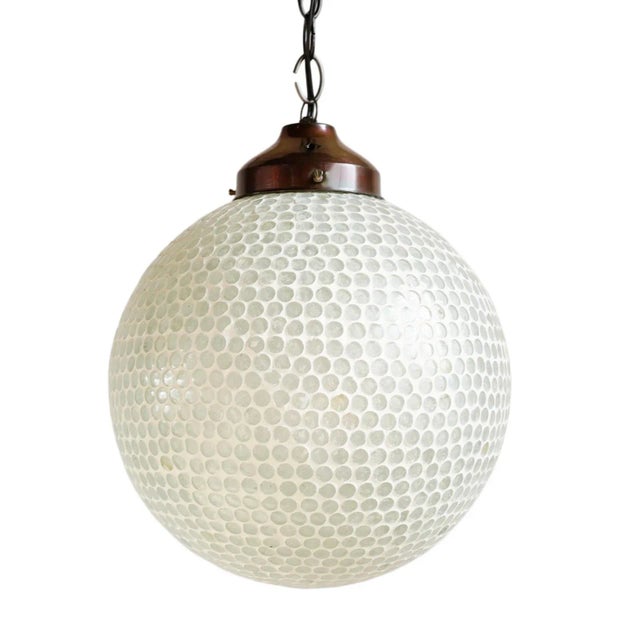 Metal White Mosaic Globe Pendant Light Small For Sale - Image 7 of 7