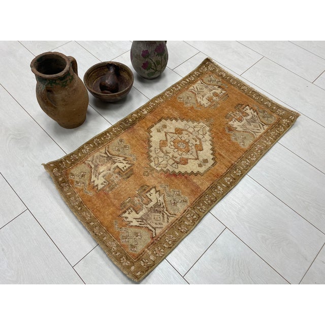 Oushak Handknotted Small Area Carpet For Sale - Image 4 of 5