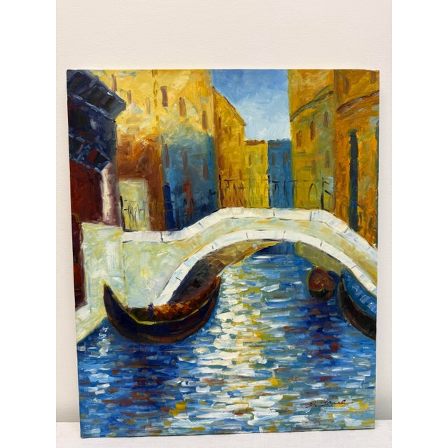 1980s Original Oil Painting - Venice Canal Scene For Sale - Image 10 of 10