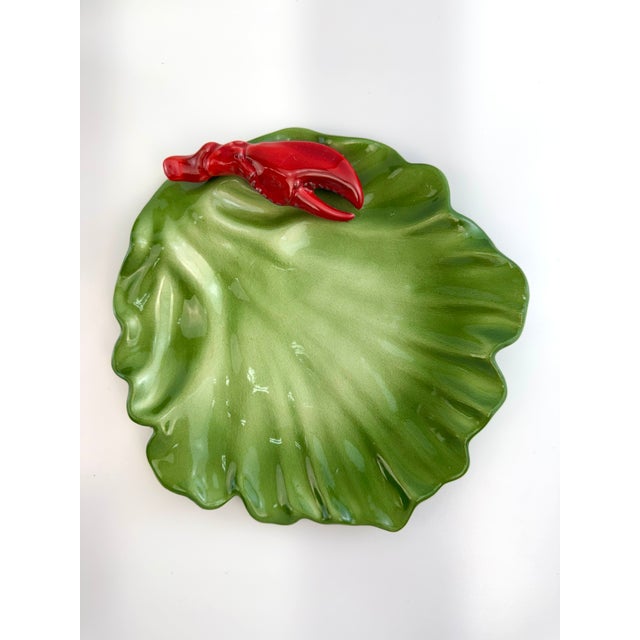 Traditional Brad Keeler California Pottery Lobsterware Lettuce Leaf Plates, Circa 1950, Set of 5 For Sale - Image 3 of 10