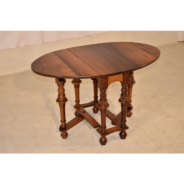 Wood Walnut Dropleaf Table From England, Circa 1900 For Sale - Image 7 of 11