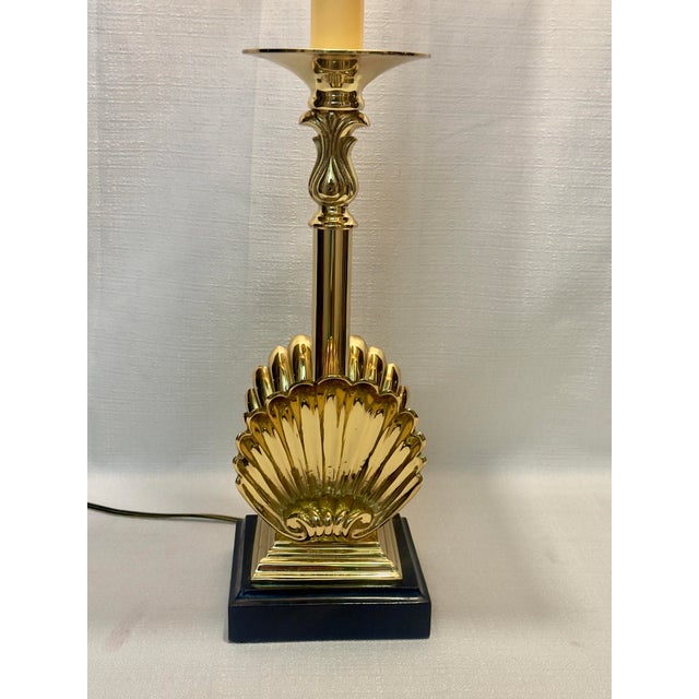 1970s Sarried, LTD Solid Brass Shell Candlestick Table For Sale - Image 11 of 13