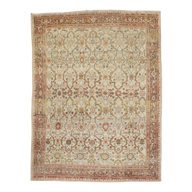 Ivory Antique Zabihi Collection Persian Mahal Rug For Sale