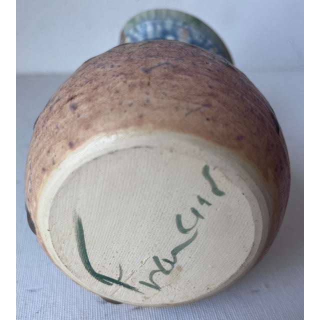 Boho Chic Vintage Studio Art Pottery Glazed Pitcher-Signed For Sale - Image 3 of 8