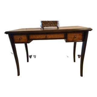 1990s Palecek India Designer Writing Desk - Dark Wood & Textured Leather For Sale